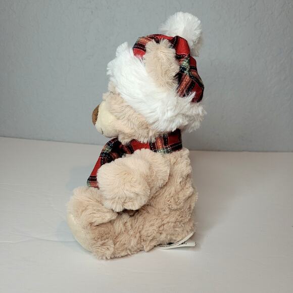 Hug Fun Teddy Bear Christmas Winter 9" Inches Plush Stuffed Animal Flannel Plaid - Picture 5 of 8
